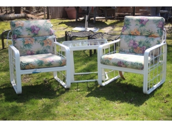 PATIO CHAIRS W/ SIDE TABLE