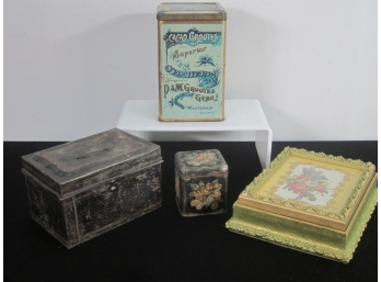 ASSORTED LOT Of Tin Boxes And A Jewelry Box