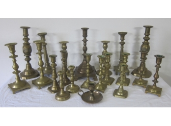 Set Of 12 Brass Candlesticks