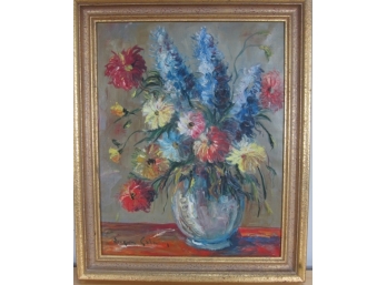 Floral Still Life Oil On Canvas