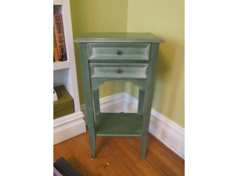 GREEN PAINTED 2 DRAW STAND