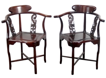 Pair Of Oriental Style Corner Chairs