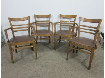 4 Wood Arm Chairs