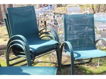 FOUR GREEN  PATIO CHAIRS