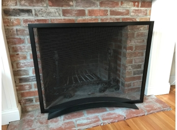 Fireplace Screen And Wrought Iron Andirons