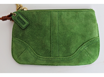 Small Green Suede Coach Wristlet