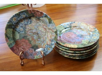 Made In Italy, 7 Renaissance Floral Tapestry Plates