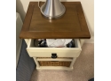 Single Drawer Night Stand With Two Basket Storage Pull Out Bins