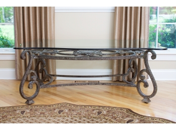 Thomasville Iron And Glass Top Coffee Table