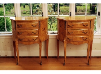 Pair Vintage French Style Blondewood Side Tables
