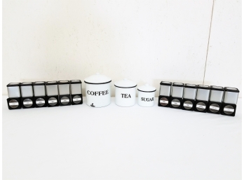 Lot Magnetic Spice Holders & Kitchen Canister Jars