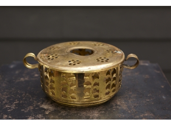 1950's Brass Colored Metal Tea Pot Warmer