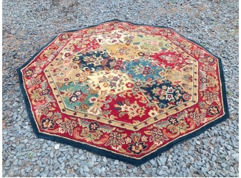 Wool/Cotton Blend Octagonal Indian Carpet