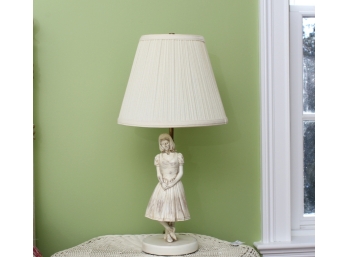Composition Figural Table Lamp Of A Young Girl