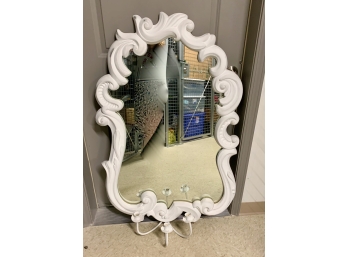 Large Cement Hanging Wall Mirror W/  Triple Candle Holder