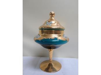 Gold Guilt  Art Glass Bowl/Candy Dish