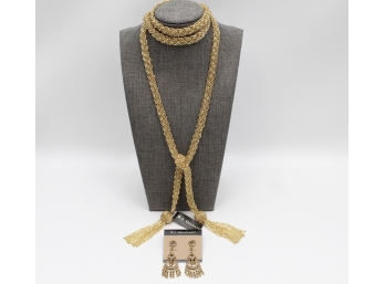 R.J. Graziano Beaded Tassel Necklace And Earrings