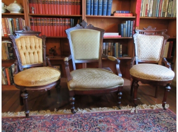 Collection Of Three Antique Mid 19th Century Parlor Chairs