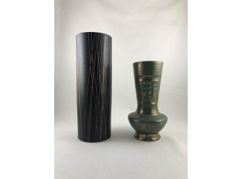 Pair Of Mid Century Japanese Ceramic Pottery Vases