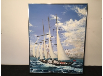 Oil On Canvas Signed Jim Laurico - British Schooner At Sea
