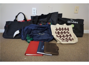 Lot Of Mixed Duffel And Tote Bags Plus Notebooks