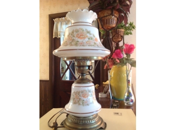 Milk Glass Lamp With Chimney