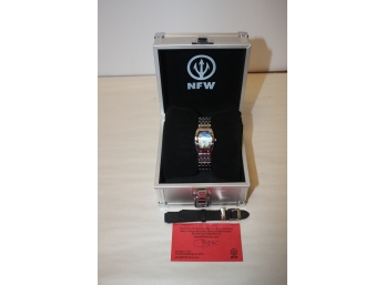 NOS Ladies NFW Watch, 2 Bands - Stainless & Leather, MOP Face
