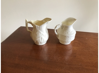 Two Small Belleek Pitchers