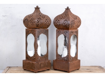 Pair Of Pieced Candle Lanterns
