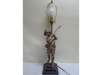 White Metal Girl Figural Lamp