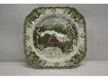 Vintage Johnson Bros Willow By The Brook-'The Covered Bridge'  Collector's Plate