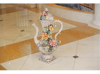 Tall  Porcelain Capodimonte Lidded Teapot