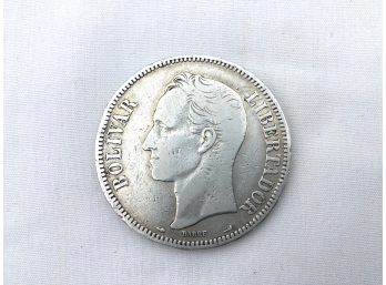 Venezuela Silver 25 Gram, 5 Bolivares, 1912