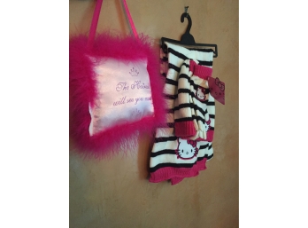 Hello Kitty Winter Wear & Feather Decorative Door Pillow