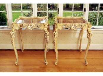 Fabulous Pair Of Cherub Carved French Side Tables