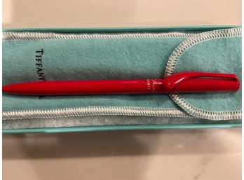 Tiffany & Co. Elsa Peretti Red Lacquer Finish Over Brass Ballpoint Pen