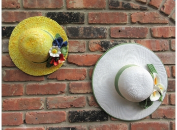 Two Italian Hand Painted Ceramic Wall Hats