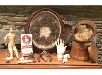 Collection Of Oddities, Featuring Antique Victorian Mourning Hair Wreath