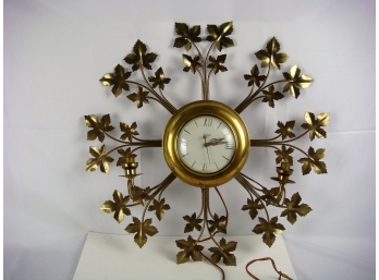 Vintage Autumn Leaf Wall Clock W/ Lights Made By United Electric