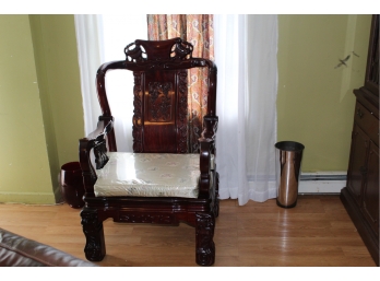 Oriental Rosewood  Oversized Armchair With Grapes  Motif