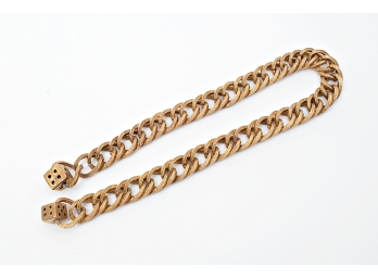 Interesting Heavy Double Link Chain Necklace With Dice Clasp