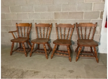 Set Of Four Pine/ Walnut Plymouth  Chairs