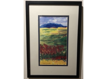 Framed Landscape Painting, Signed Cookie Wells