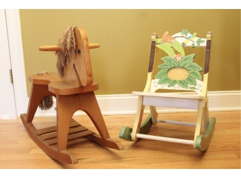 Child's Rocking Horse And Monkey Rocking Chair