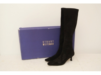 Wonderful Pair Stuart Weitzman 'Shapely' Black Suede Boots, Size 8½