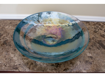 Swirled Iridescent Glass Center Bowl