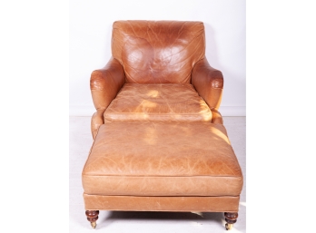 Vintage Leather Armchair & Ottoman