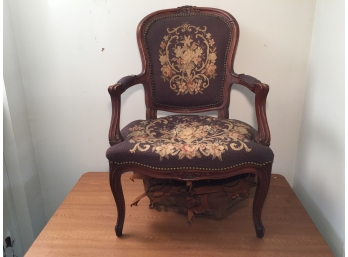 Antique Bergere With Needlepoint Seat And Back