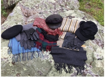 Collection Of Men's Hats, Silk /Cashmere Scarves And Leather Gloves
