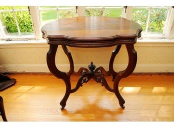 Victorian Mahogany Side Table On Caster Feet